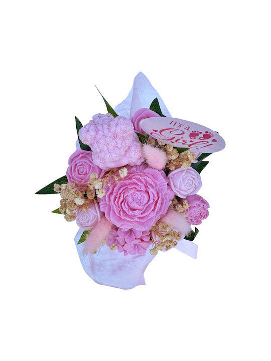 Buchet de Flori din Ceară de Soia Parfumat Themagio It's A Girl 12 X 14 Cm Cutie Albă