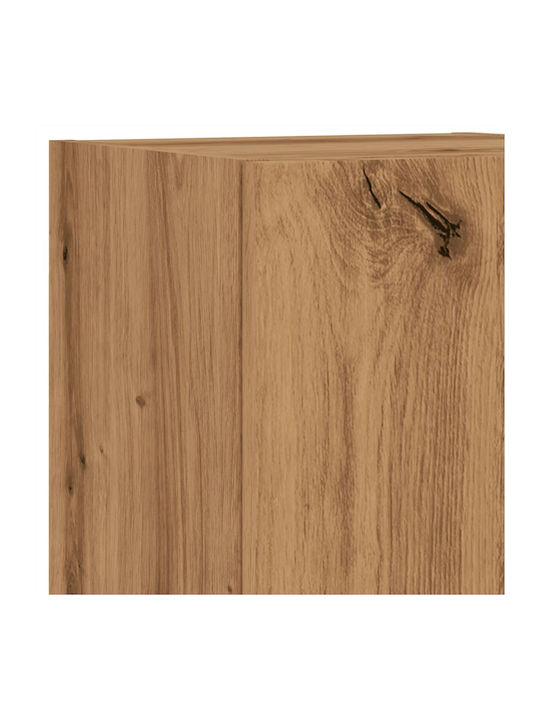 Wall Living Room Display Cabinet made of Particleboard with Glass & Lighting Coffee 30.5x30x102cm