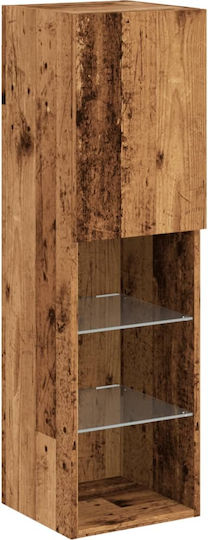 Wall Living Room Display Cabinet made of Particleboard with Glass & Lighting Coffee 30.5x30x102cm