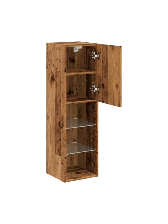 Wand Wohnzimmer Vitrine aus Spanplatte mit Glas & Beleuchtung Coffee 30.5x30x102cm