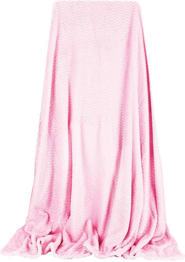 Velvet Blanket Double 200x220cm Pink