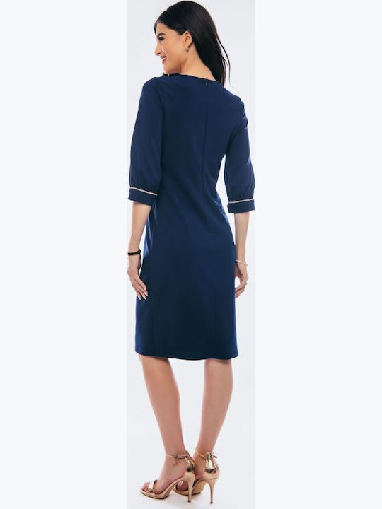 Midi Dress for Wedding - Christening Navy Blue Lace