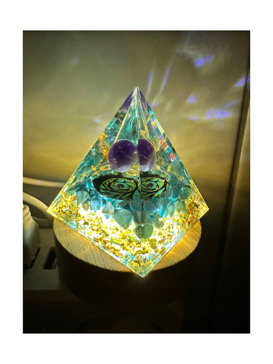 Orgonite Pyramid + Led Lamp Base 5cm Crystal Stones Amulet 5cm Hx07