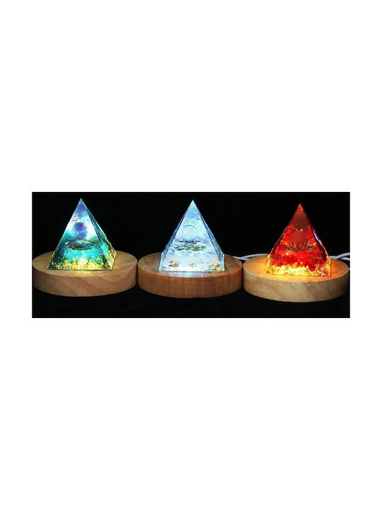 Orgonite Pyramid + Led Lamp Base 5cm Crystal Stones Amulet 5cm Hx07
