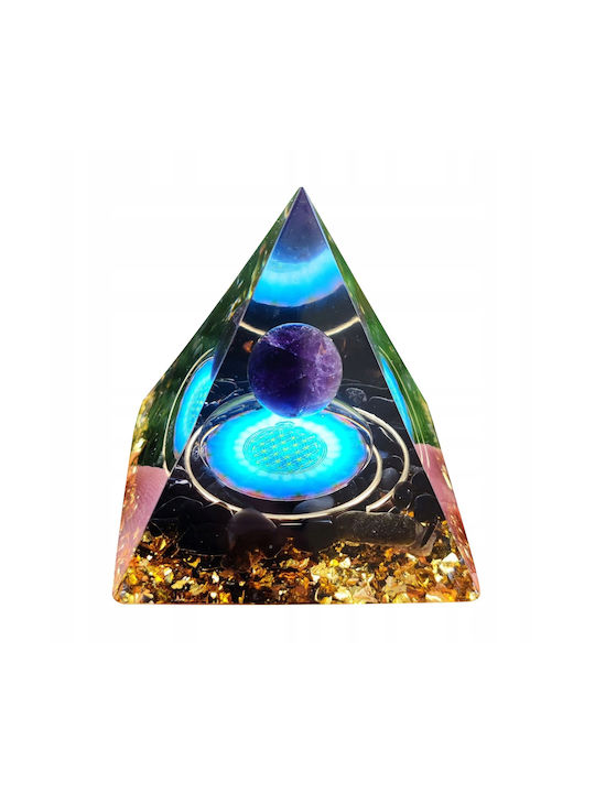 Orgonite Pyramid + Led Lamp Base 5cm Crystal Stones Amulet 5cm Hx09