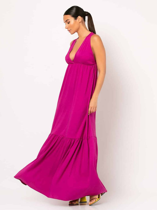 Noobass Maxi Dress Wrap with Ruffle Violet.