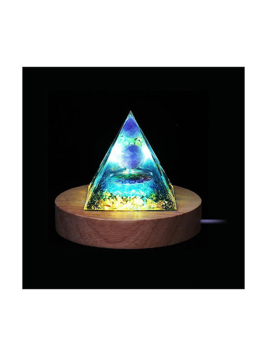 Piramidă Orgonită + Bază Lampă cu LED 5cm Pietre de Cristal Amuletă 5cm Hx12