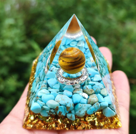 Orgonit-Pyramide + LED-Lampenfuß 5cm Kristallsteine Amulett 5cm Hx11