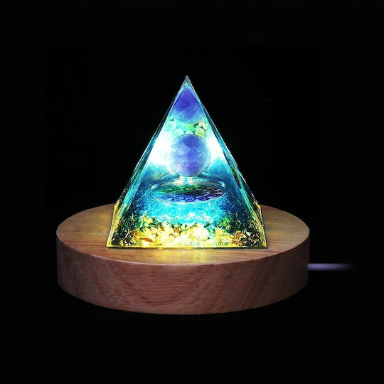 Orgonite Pyramid + Led Lamp Base 5cm Crystal Stones Amulet 5cm Hx09