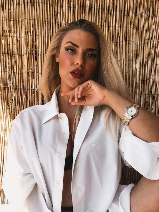 Intima Moda Γυναικείο Ρολόι Μπαταρίας με Ασημί Μεταλλικό Μπρασελέ