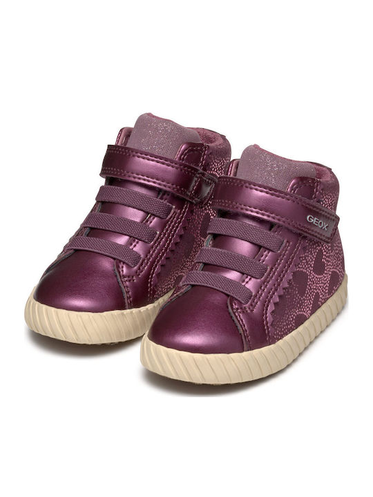 Ghete Copii din Piele cu Velcro Burgundy