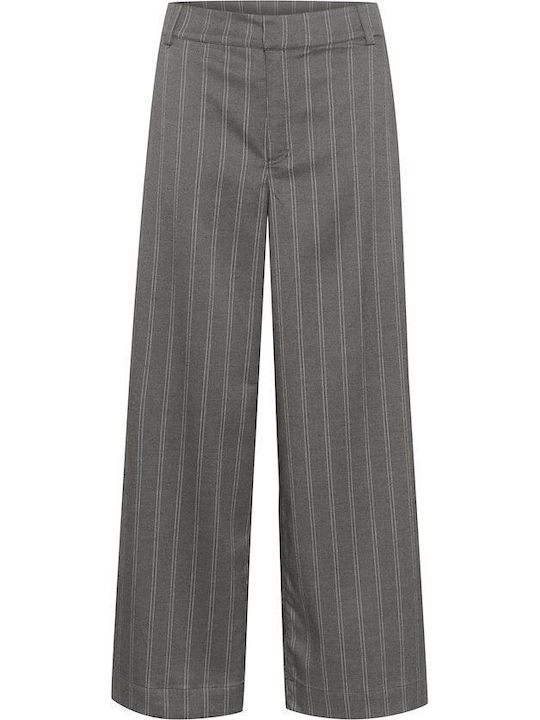 Women's Fabric Trousers Loose Fit Striped Gray