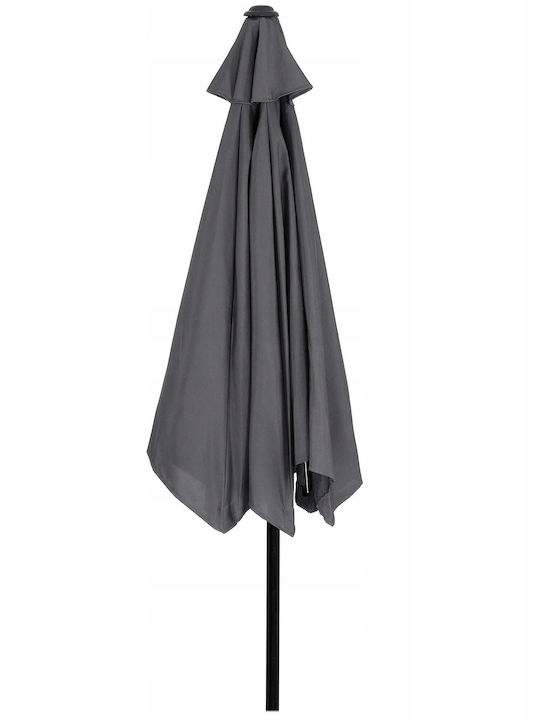 Umbrelă Rotundă Metalică Gri cu Bază de Susținere Φ2.6m