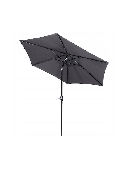 Umbrelă Rotundă Metalică Gri cu Bază de Susținere Φ2.6m