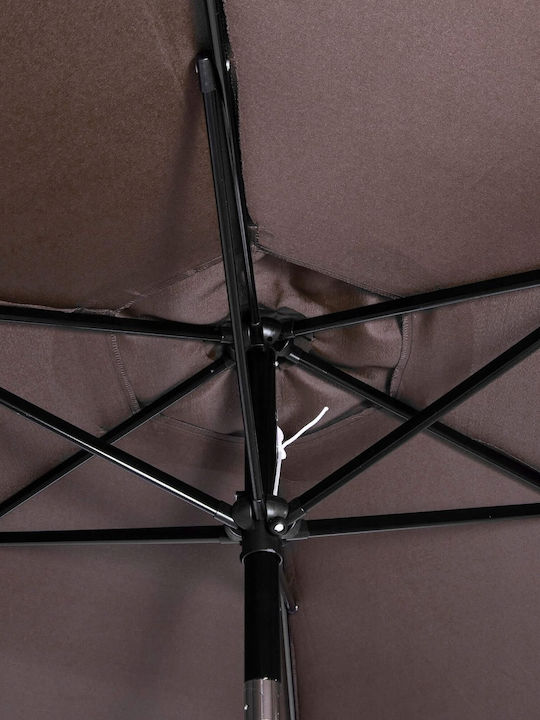 Umbrelă Rotundă Metalică Maro cu Bază de Susținere Φ2.6m