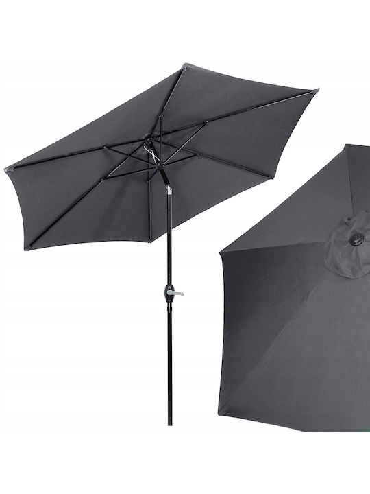 Umbrelă Rotundă Metalică Gri cu Bază de Susținere Φ2.6m