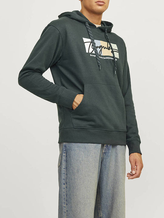 Jack & Jones Herren Sweatshirt mit Kapuze und Taschen Dark Green