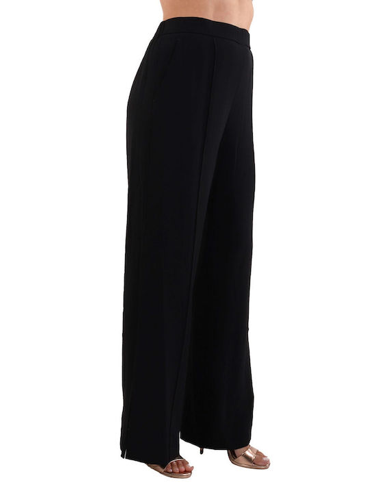 Liviana Conti Damen Stoff Palazzo-Hose mit Gummizug Black