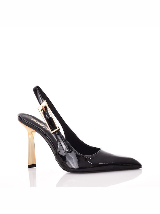 Schutz Patent Leather Pointed Toe Black Heels