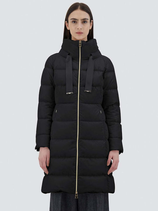 Herno Woven Women's Long Puffer Jacket for Winter with Hood Raso