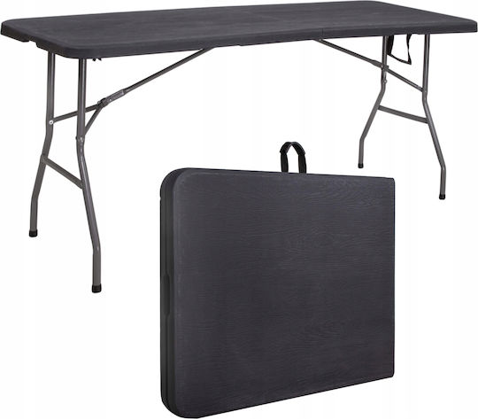 Plastic Masa pentru spații exterioare Pliabil cu schelet metalic Negru 180x75x75buc