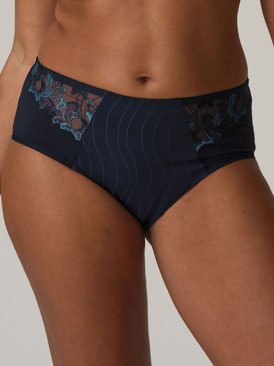 Primadonna Baumwolle Hochtailliert Damen Slip mit Spitze Velvet Blue