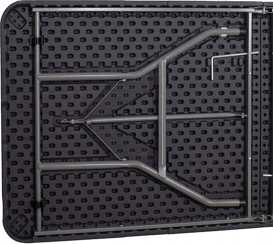 Plastic Masa pentru spații exterioare Pliabil cu schelet metalic Negru 180x75x75buc