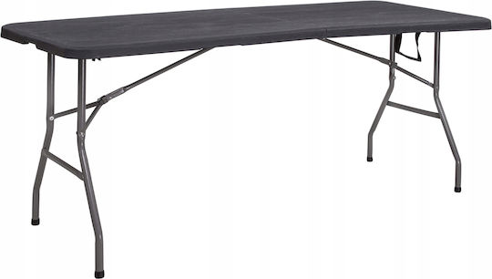 Plastic Masa pentru spații exterioare Pliabil cu schelet metalic Negru 180x75x75buc