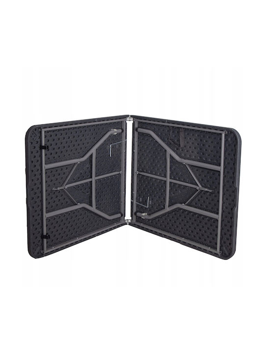 Plastic Masa pentru spații exterioare Pliabil cu schelet metalic Negru 180x75x75buc
