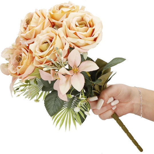 Buchet din Flori Artificiale Trandafir Pink 40cm