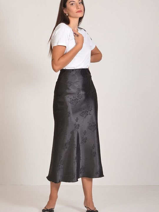 Tweet With Love Satin Skirt Black