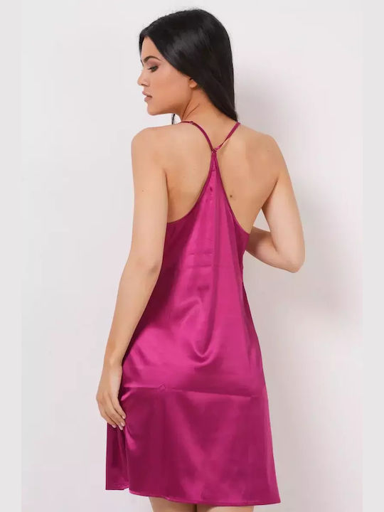 Bonatti Winter Satin Women's Nightdress Fuchsia