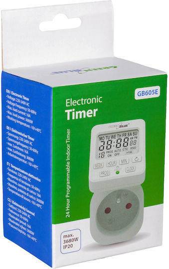 Digitale Zeitschaltuhr 18 Programme 3680w Max Belastung 16a Ip20 Greenblue Gb605 E