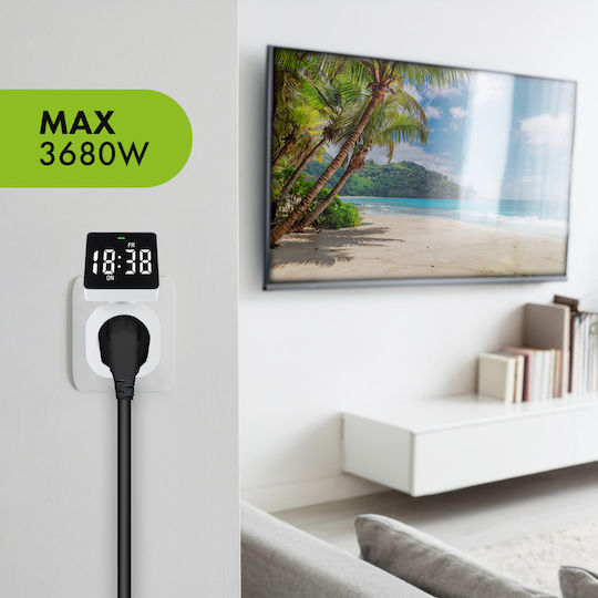 Digitale Zeitschaltuhr Timer 8 Programme 3680W Bildschirm Max Belastung 16A IP20 GreenBlue GB610 E