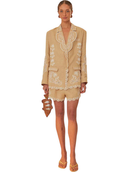 Farm Rio Women's Blazer Beige