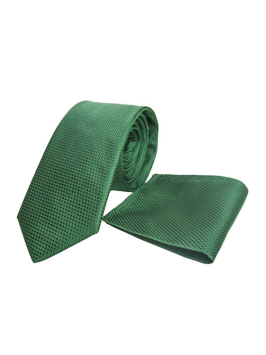 Messaggero Men's Tie Set Silk in Green Color