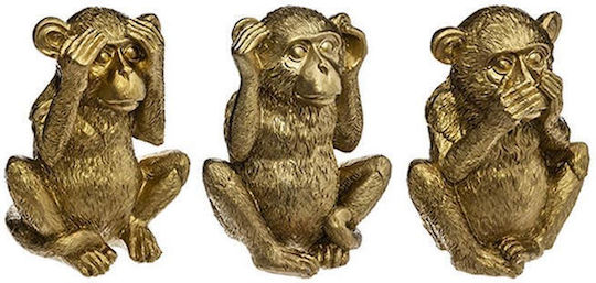 Atmosphera Set Figurine Decorative Maimuțe Din Polirosină Widsom Aurii 17cm 3 Bucăți