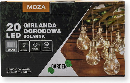Lumină LED Șir Design Mozaic 20 Becuri 580cm Alimentare Solară Lumină Alb Cald