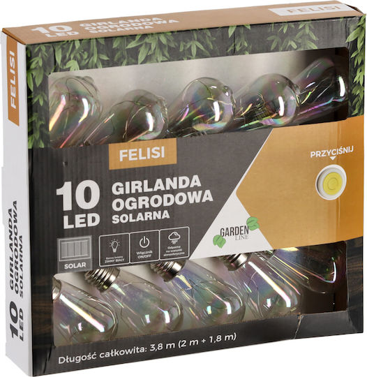 Ghirlandă Lumini LED Felisi Model 10 Becuri 380cm Alimentată Solar Multicolor Lumină Albă R