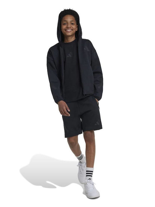 Athletic Kids Cardigan with Hood Black