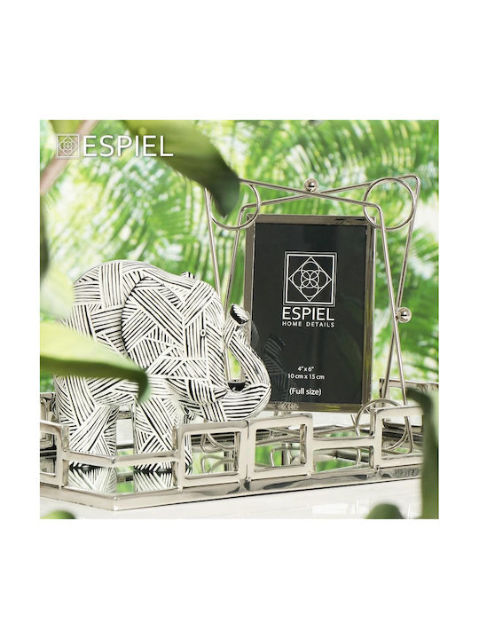 Espiel Decorative Elephant Polyresin in Black - White 18.5x7.5x16.3cm 1pcs