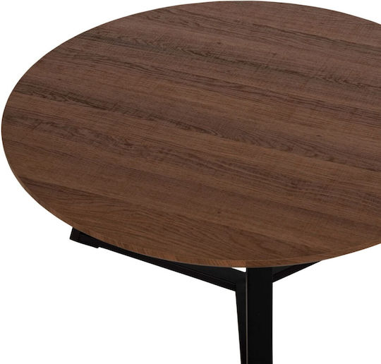 Round Central Coffee Table Rocket Wooden Black W80xL80xH42cm