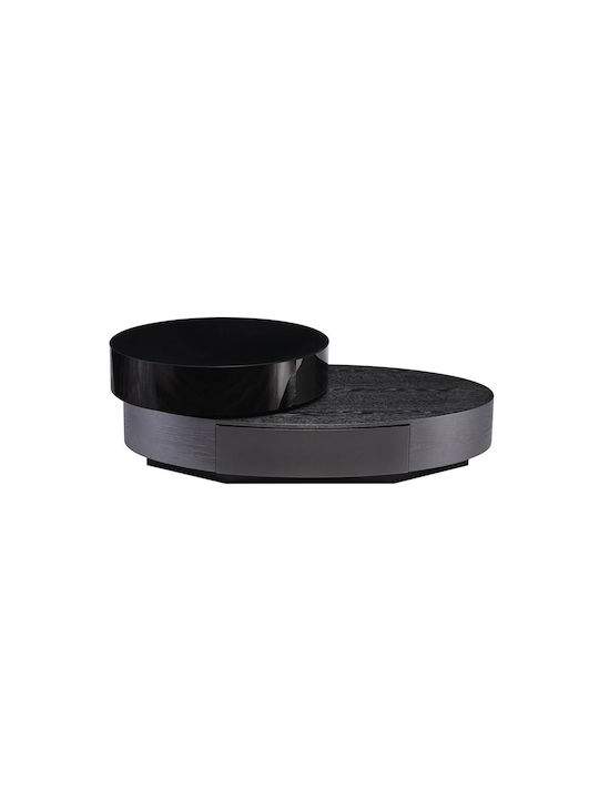 Oval Central Coffee Table Boni Wooden with Drawers Black/Anthracite W124xL70xH39cm E7692,1