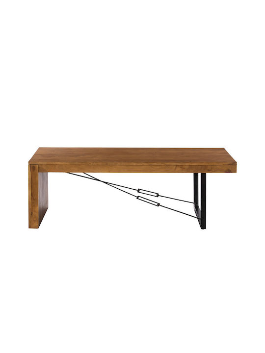 Masa De Cafea Centrală Rectangulară Wire Din Lemn Masiv Nuc Negru L120xL60xÎ40cm