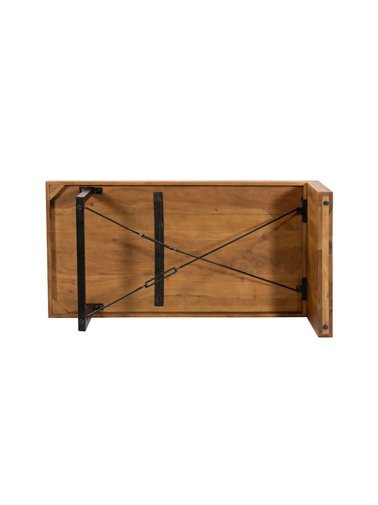 Masa De Cafea Centrală Rectangulară Wire Din Lemn Masiv Nuc Negru L120xL60xÎ40cm