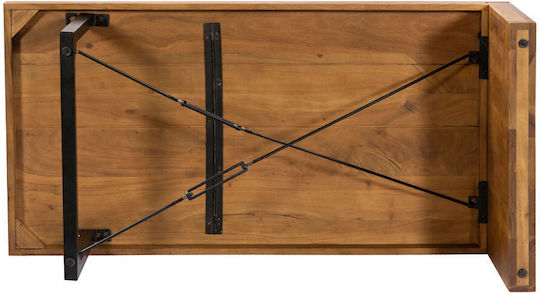 Rectangular Central Coffee Table Wire Made of Solid Walnut Wood Black M120xW60xH40cm