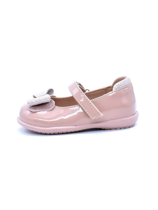 Bibelot Kids Anatomic Leather Ballerinas with Hoop & Loop Closure Pink