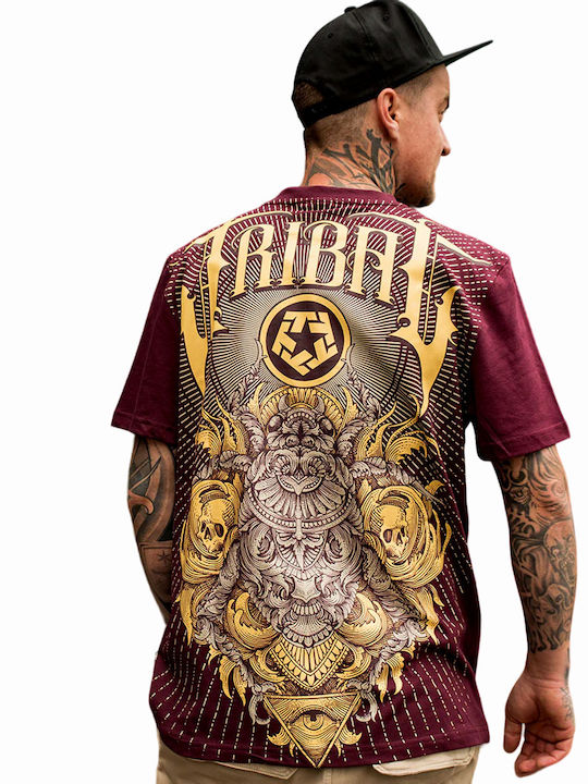 TRIBAL GEAR Herren T-Shirt Kurzarm Maroon