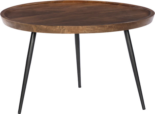 Round Central Coffee Table Pencil 87 Solid Wood Natural / Black M87xP87xH45cm