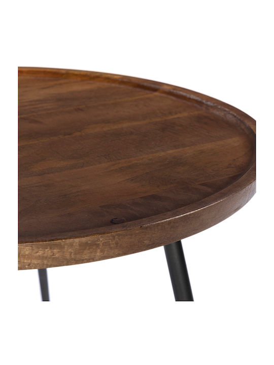 Round Central Coffee Table Pencil 87 Solid Wood Natural / Black M87xP87xH45cm